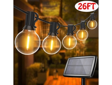 Guirlanda Guinguette Externa Solar 26ft Guirlanda Lumosa Com 251 Led G40 Lâmpadas, 4 Modos De Iluminação, Iluminação Solar/usb