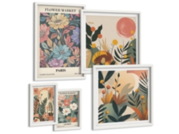 Conjunto De Pinturas Motivos Florais Paris Londres Espelharte (5 Peças)