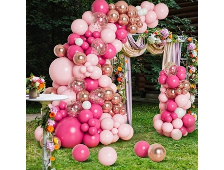 Decoração de festa com guirlanda de balões rosa para aniversário de casamento Langtu