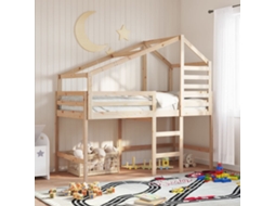 Cama Alta C/ Escada E Telhado 80x200 Cm Pinho Maciço