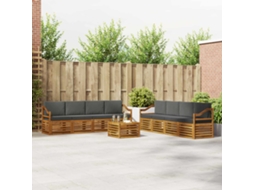 Vidaxl Conjunto De Sofás Para Exterior 9 Unid. Natural E Antracite