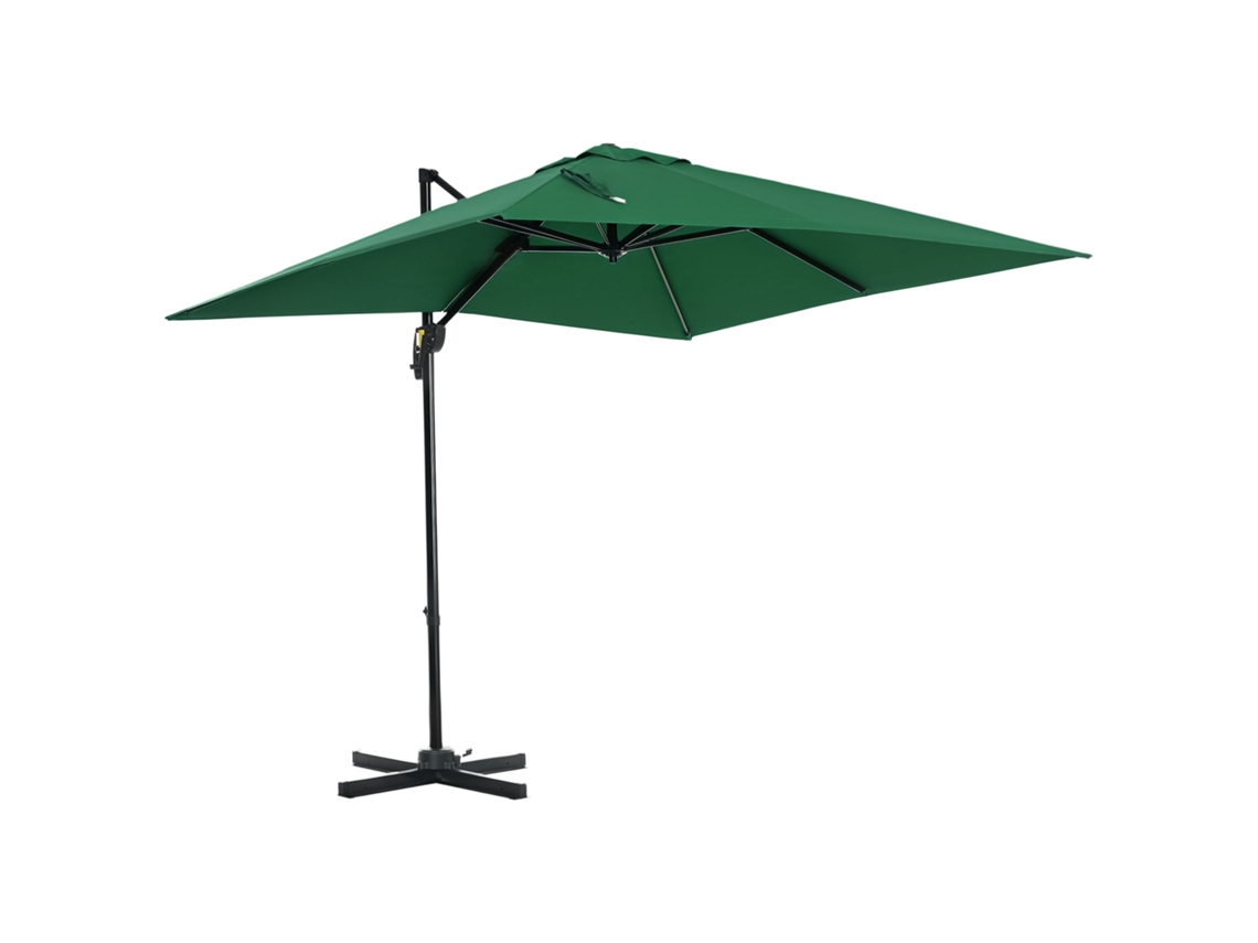 Crank Garden Parasol 2,5x2,5 M com Rotação de 360° e Sombrinho Ajustável. Verde Ge