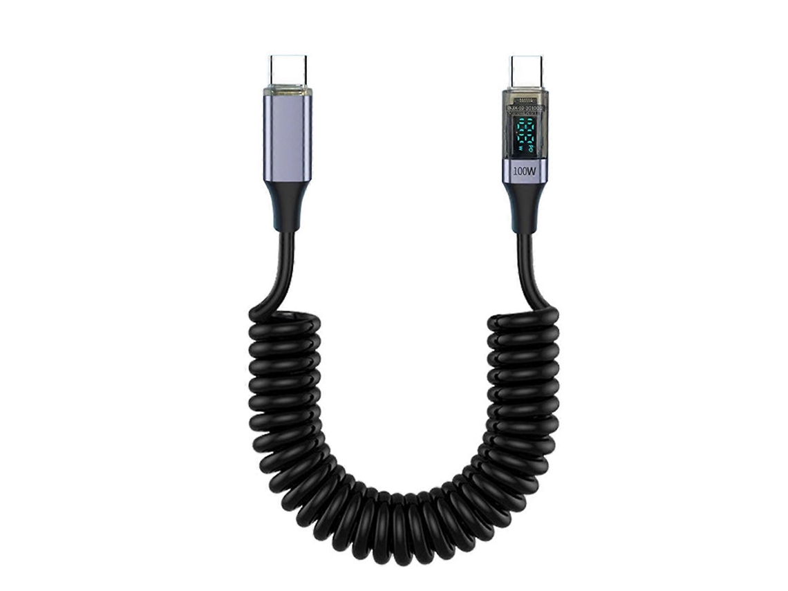 Cabo De Dados Usb C Pd100w Com Carregamento Rápido E Visor Inteligente, Cabo Flexível Com Mola Para Notebook E Celular Nostalgia88 (roxo)