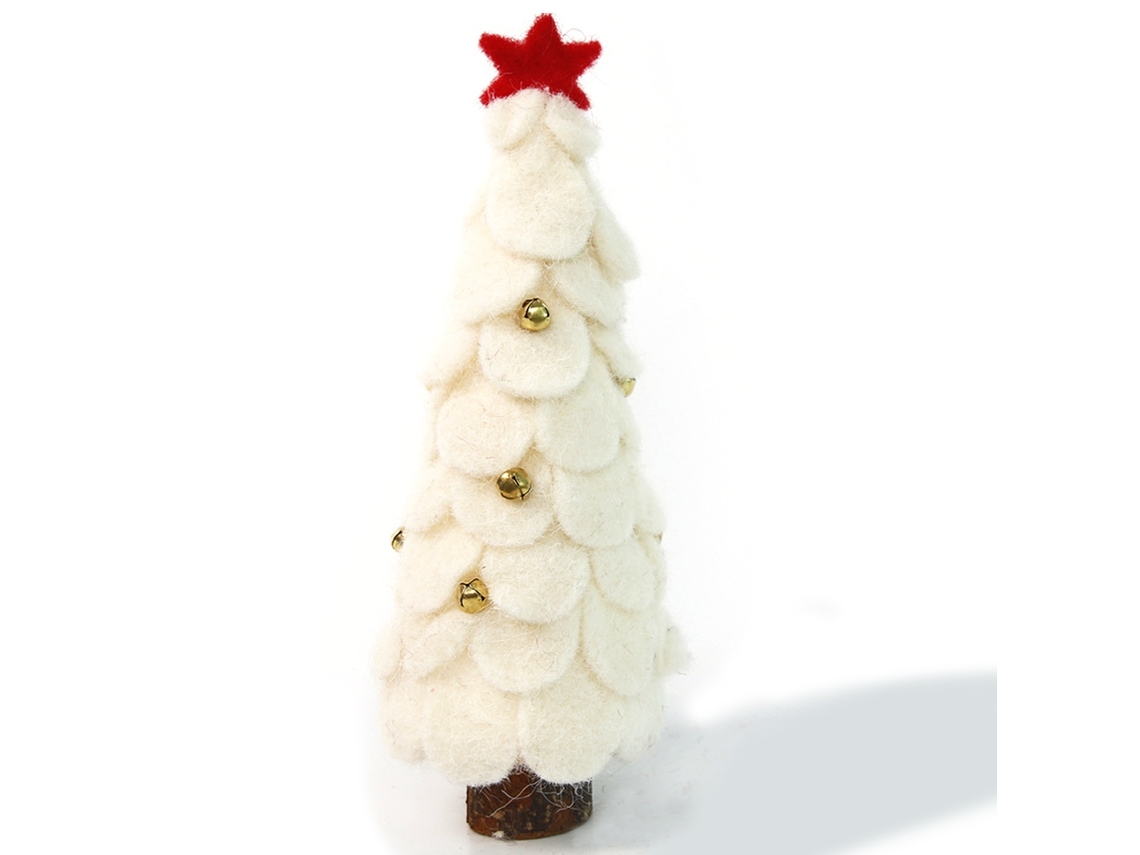 Elysve Mini Árvores De Natal – Mini Árvore De Feltro Com Base De Madeira