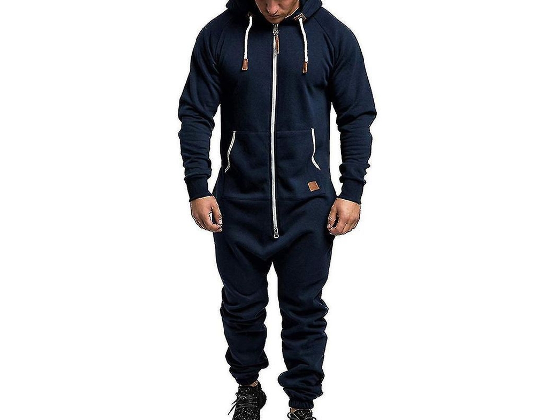 Mono Com Capuz Para Homem Fecho Inverno Casual Moletom Romper Rsx 3xl Azul Marino