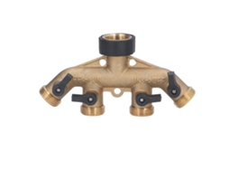 Laxiscreed Conector Múltiplo De Latão Para Mangueira De Jardim, 4 Vias, 3/4 Polegadas De Rosca