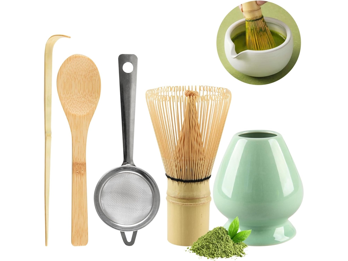 Juego De 5 Piezas Para Té Matcha Con Batidor, Colador Y Cucharas