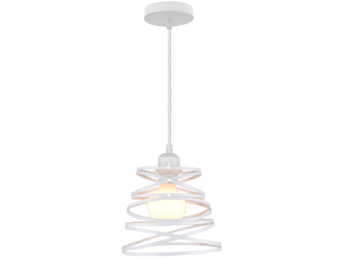 Lustre De Teto Suspenso Vintage Em Gaiola De Metal E27,plafonnier Industrial Retrô Branco Btforus