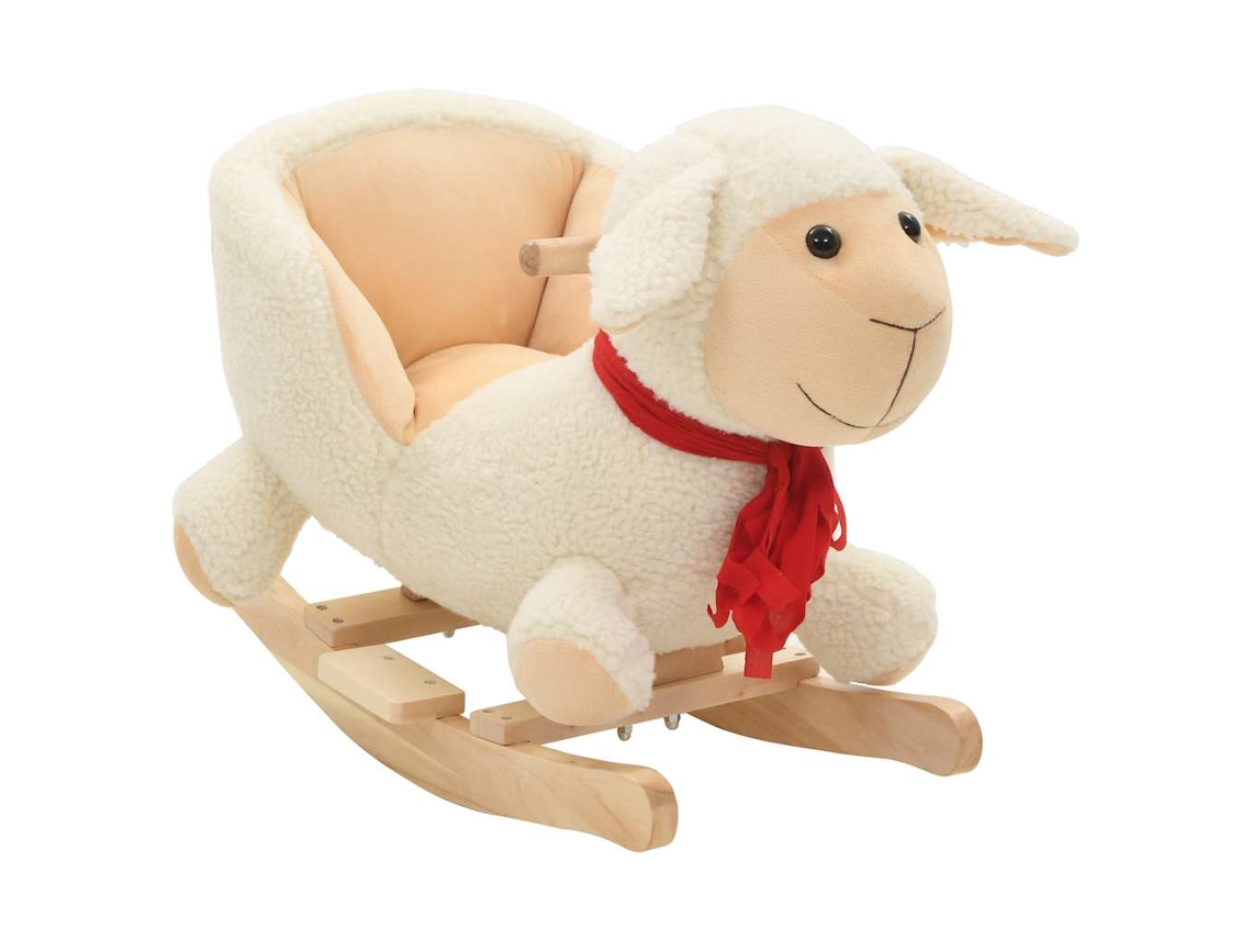 Vidaxl Animal De Baloiçar Ovelha Em Pelúcia 60x32x50 Cm Branco