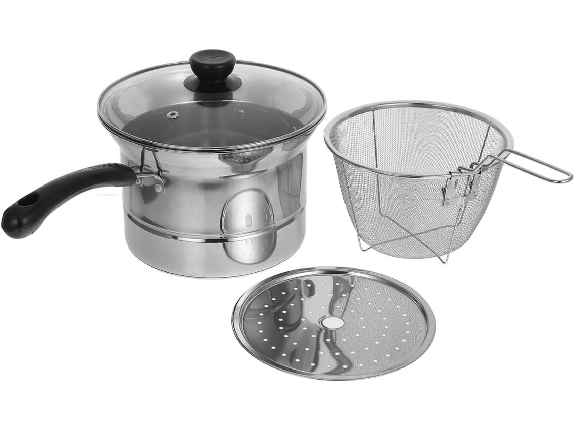 Panela Pequena De Aço Inoxidável Com Alça E Tampa Anti Escaldante, Panela Multifuncional Para Fritar E Cozinhar Panela Pequena De Aço I Gokoco