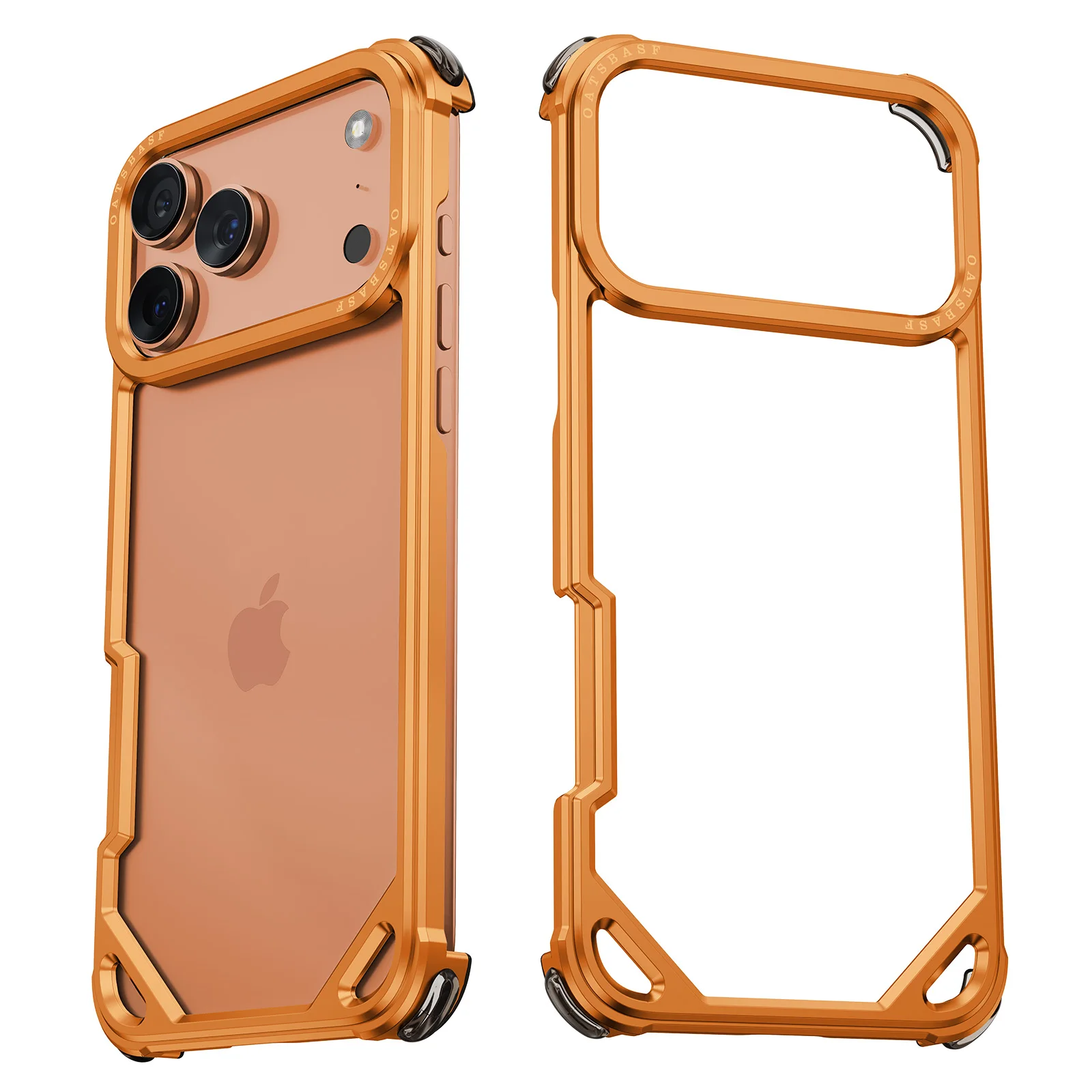 Capa Para Celular Sem Moldura (laranja Para Iphone 17 Pro Max), Compatível Com Magsafe, Proteção Metálica Contra Impactos.