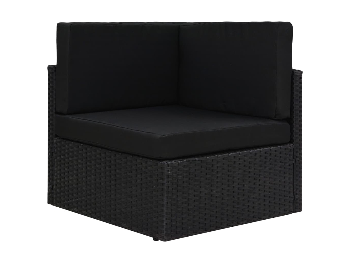 Vidaxl Sofá Seccional De Canto Vime Pe Preto