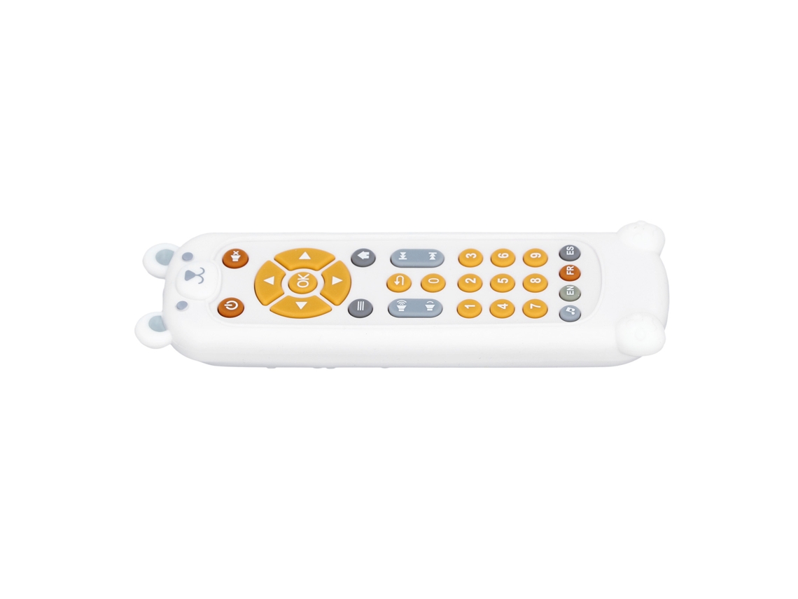 Primerox brinquedo Controle Remoto Infantil com Silicone Mordedor Musical Educativo Urso Branco