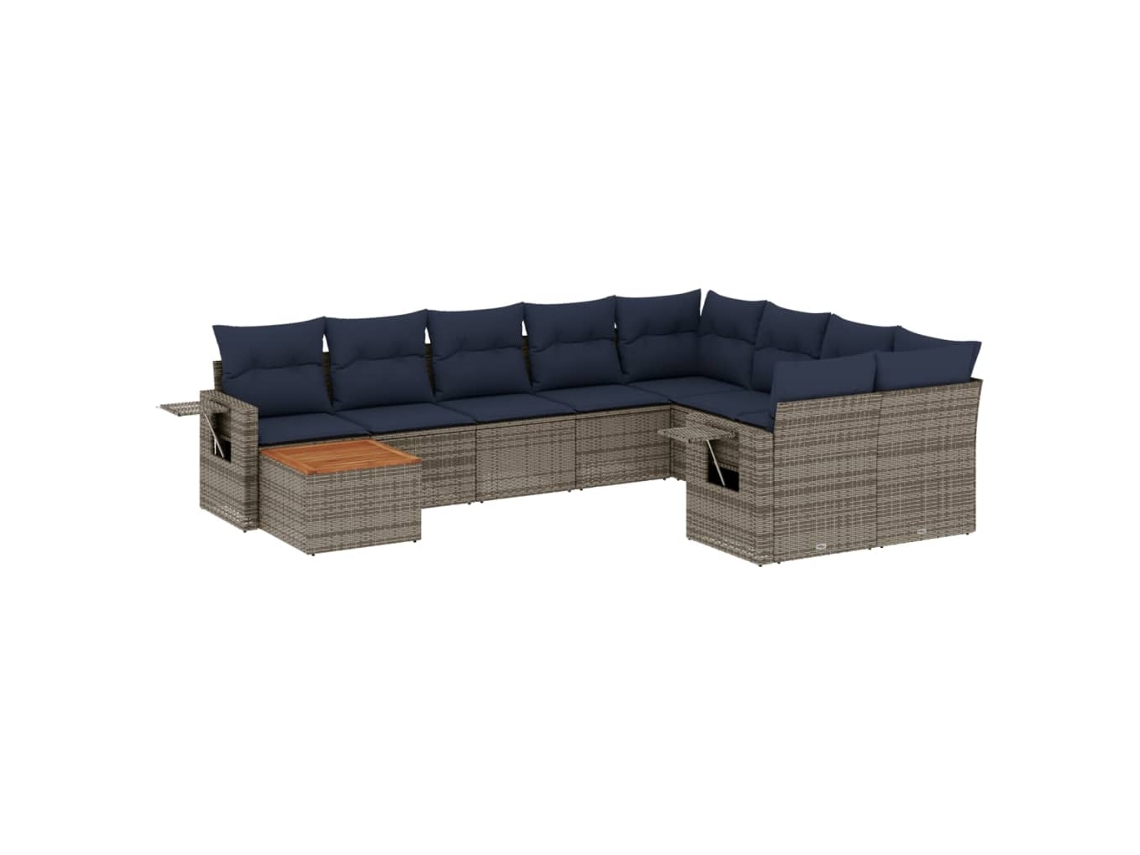 Conjunto de Sofá de Jardim, 10 Peças, Almofadas, Rattan Cinza MAISON EXCLUSIVE