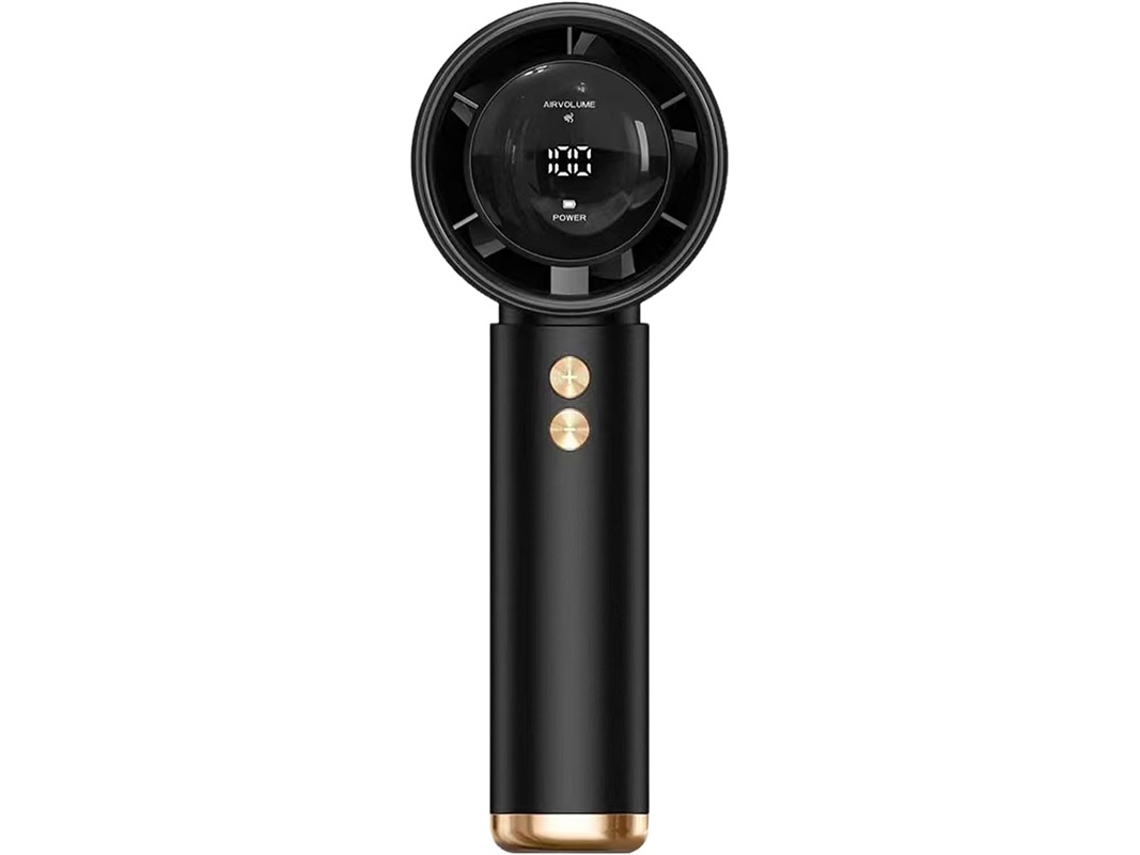 Mini ventilador de mão USB, visor digital, velocidade ajustável, preto, VOLTEDGE