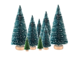 Laxiscreed Conjunto De 8 Árvores De Natal Decorativas Em Sisal Com Floco De Neve E Madeira