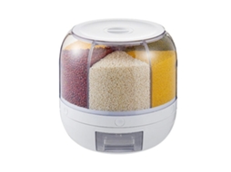 Distribuidor De Arroz Giratório 6 Grades, Recipiente Armazenamento Grãos Selado, Grande Capacidade Para Cozinha Doméstica