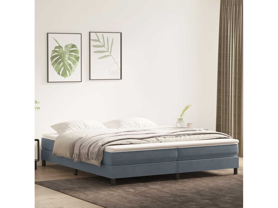 Vidaxl Cama Com Molas Sem Colchão 200x210 Cm Veludo Cinzento-escuro