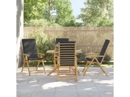 4 Pcs Cadeiras Reclináveis/dobráveis C/ Almofadões Cinza Escuro Dkd Home Decor