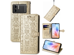 Capa De Couro Com Estampa De Gato E Cachorro Para Doogee X98 Pro / X98