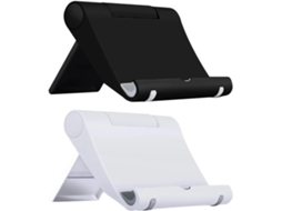 Conjunto De 2 Suportes Ajustáveis ​​para Celular, Para Mesa, Dobráveis, Preto E Branco, Compatíveis Com Smartphones.