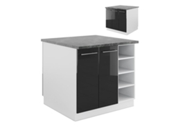 Ilha de cozinha VICCO Fame-Line, antracite brilhante/branco, 90 cm sem bancada