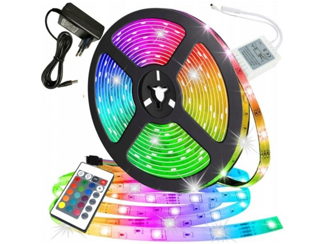 Fita Led Rgb 5 M Controlo Por App Com Comando Autoadesiva Recortável Para Setup E Exterior - Lurelia