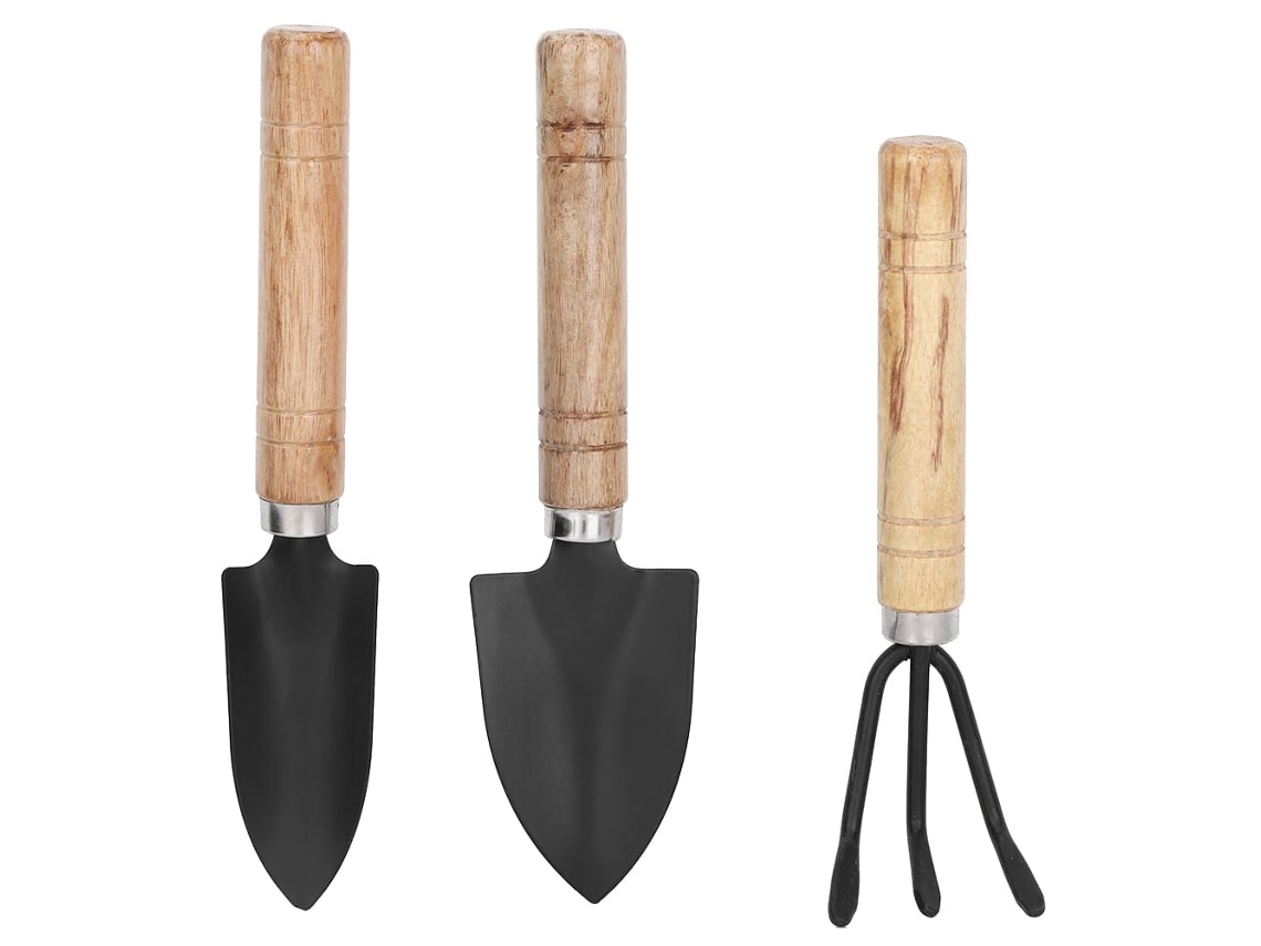 Conjunto de 3 Ferramentas de Jardinagem Mini Pá Grada Tridente para Plantio em Vasos S/MARCA