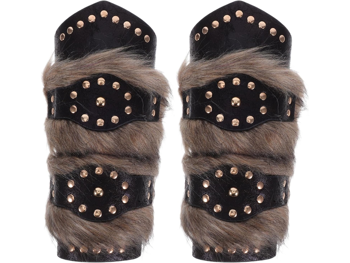 Conjunto De 2 Braçadeiras Vikings Em Couro Sintético Marrom Com Fivela De Cinto Medieval.