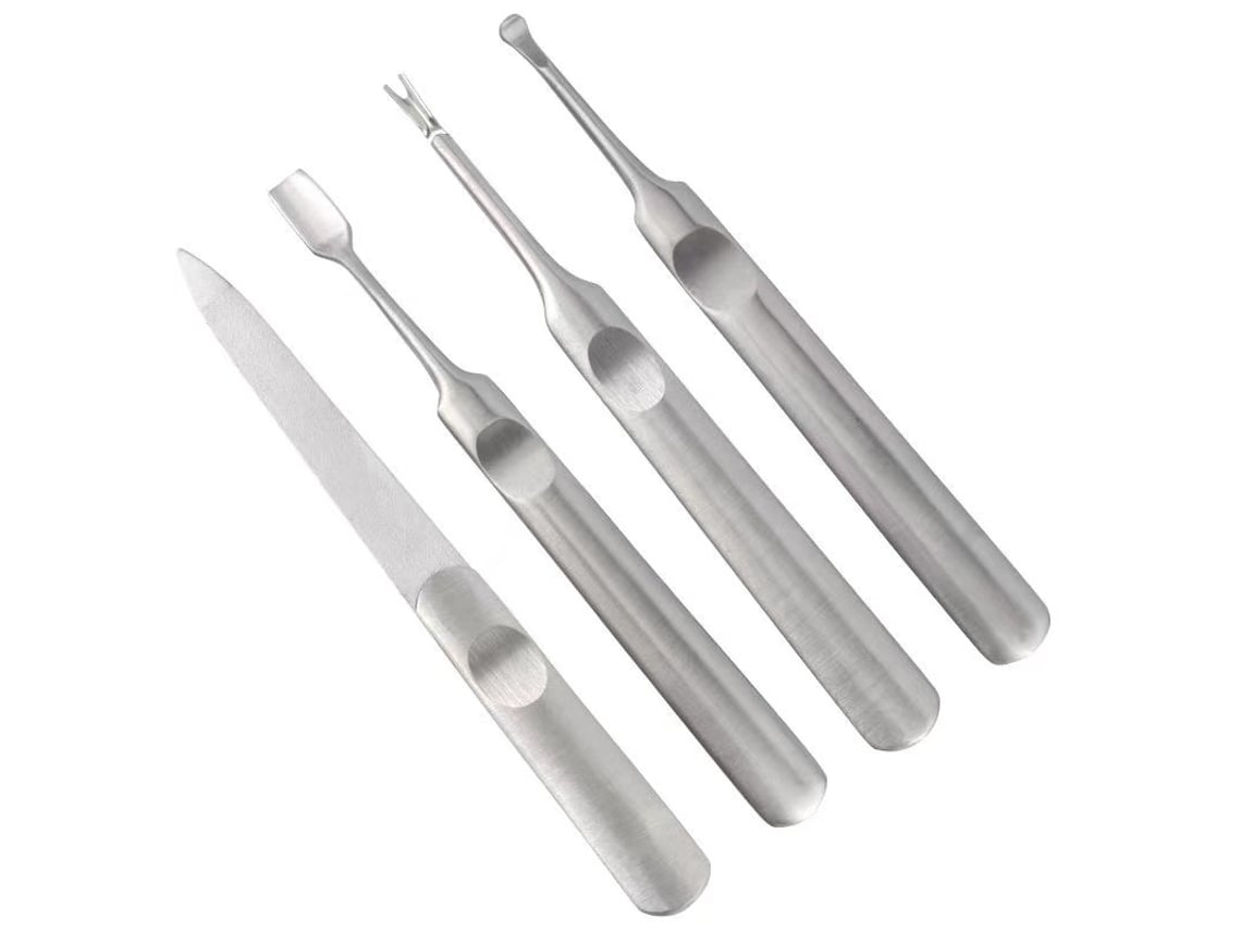 Conjunto de Manicure de Aço Inoxidável com Lixa de Unha Empurrador De