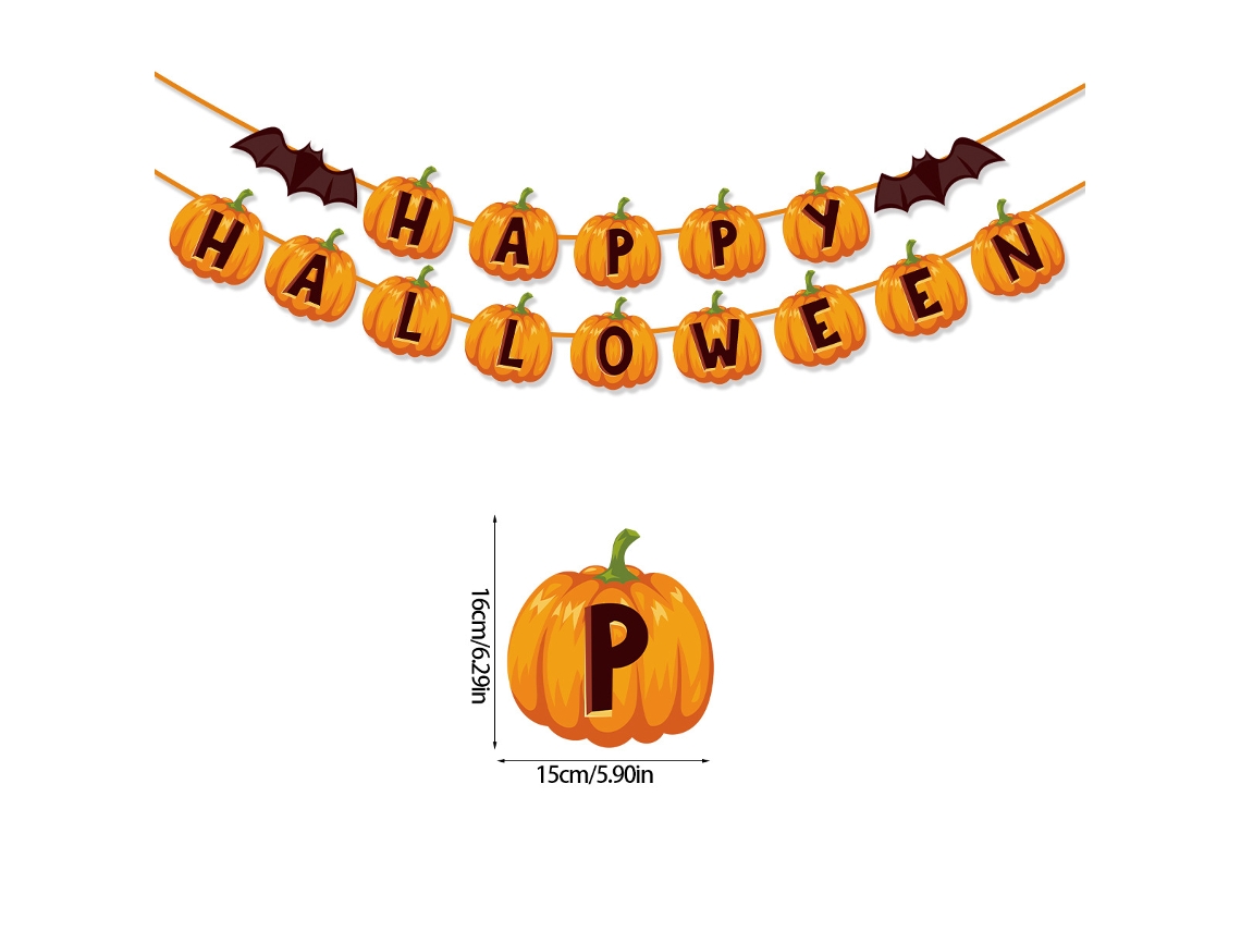 Lurelia Bandeirola Halloween Banner Triangular Abóbora Festa Cena 3 Estilos