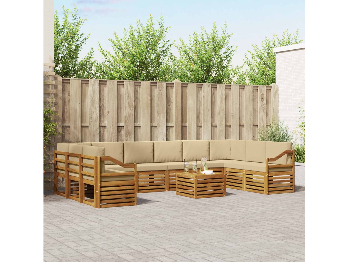 Vidaxl Conjunto De Sofás Para Exterior 11 Pcs Natural E Bege