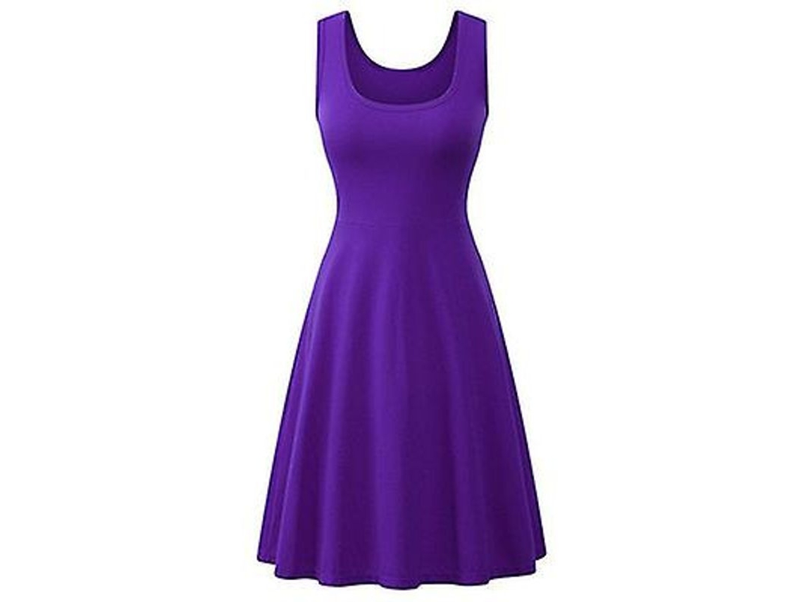 2026 vestido de Verano Mujer Sin Mangas Cuello Cuadrado Solido A line Cintura Alta Casual Rojo