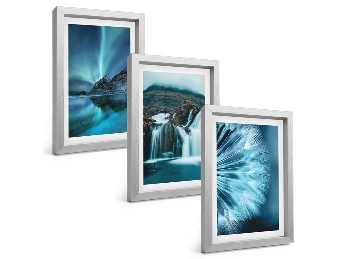 Composição De Quadros Paisagens De Inverno Com Cachoeiras Espelharte (3 Peças 20x30 Cm)