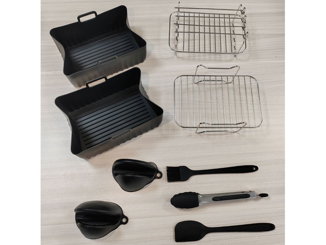 Forro De Silicone Para Fritadeira A Ar , 7,8 Polegadas, Reutilizável (2 Peças) Preto Hexinyigjly