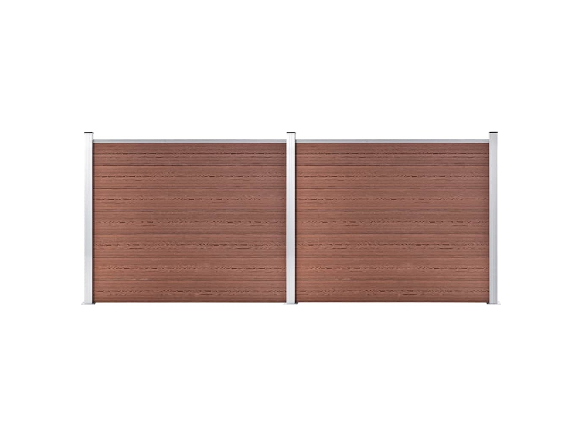 Vidaxl Conjunto Painel De Cerca 353x146 Cm Wpc Castanho