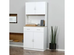 Armário Moderno Branco, para Cozinha e Sala de Jantar, 80x40x180 Cm, com 1 Gaveta, 4 Portas e Prateleiras Ajustáveis