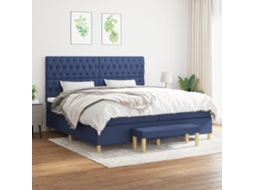 Vidaxl Cama Com Molas/colchão 200x200 Cm Tecido Azul
