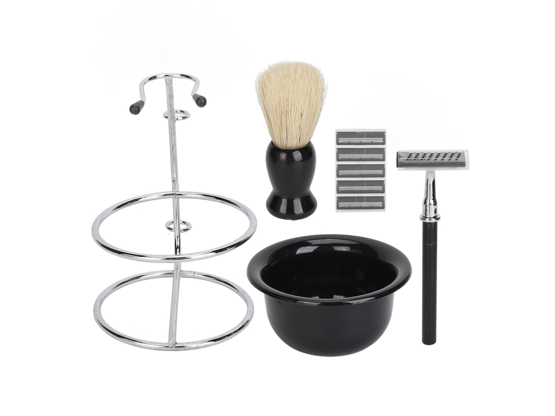 Kit de máscara facial masculina 2026 com escova, sabonete, copo, suporte para máquina de cortar cabelo, barbeador de segurança de lâmina dupla com 5 refis.