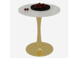 Mesa de Centro Dourada 70cm, Mármore com Veios Brancos, 2-4 Pessoas PAPRIKA
