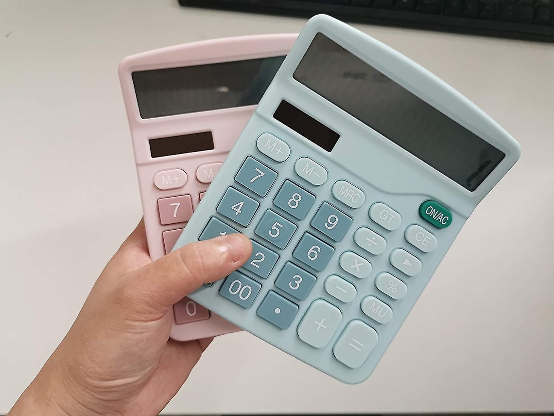 Calculadora Eletrônica De 12 Dígitos Com Bateria Solar E Dupla Função Padrão, Com Tela Lcd Grande, Calculadora De Escritório Rosa Slowmoose