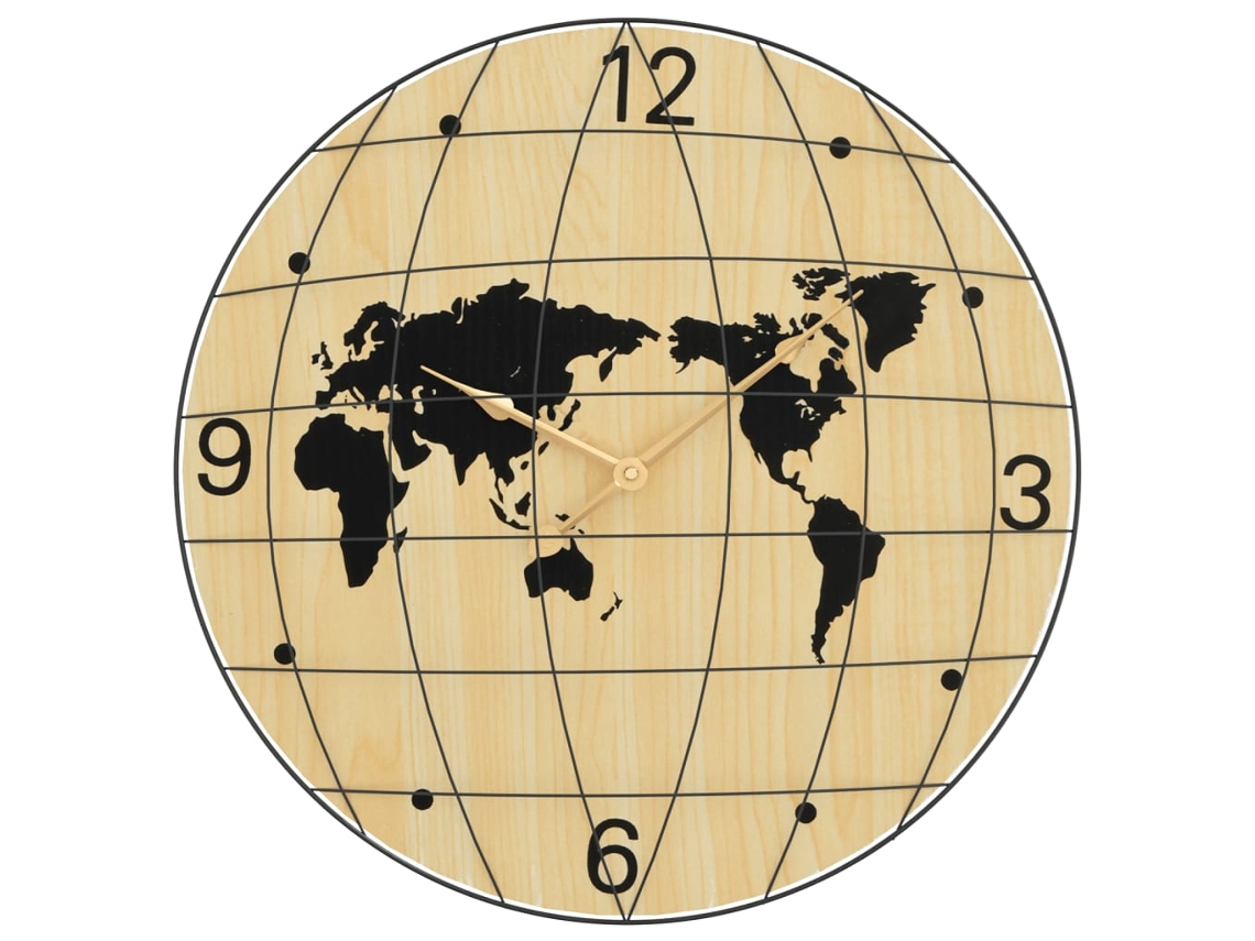 Relógio de parede VIDAXL Amarelo Madeira processada (Ø50 cm)