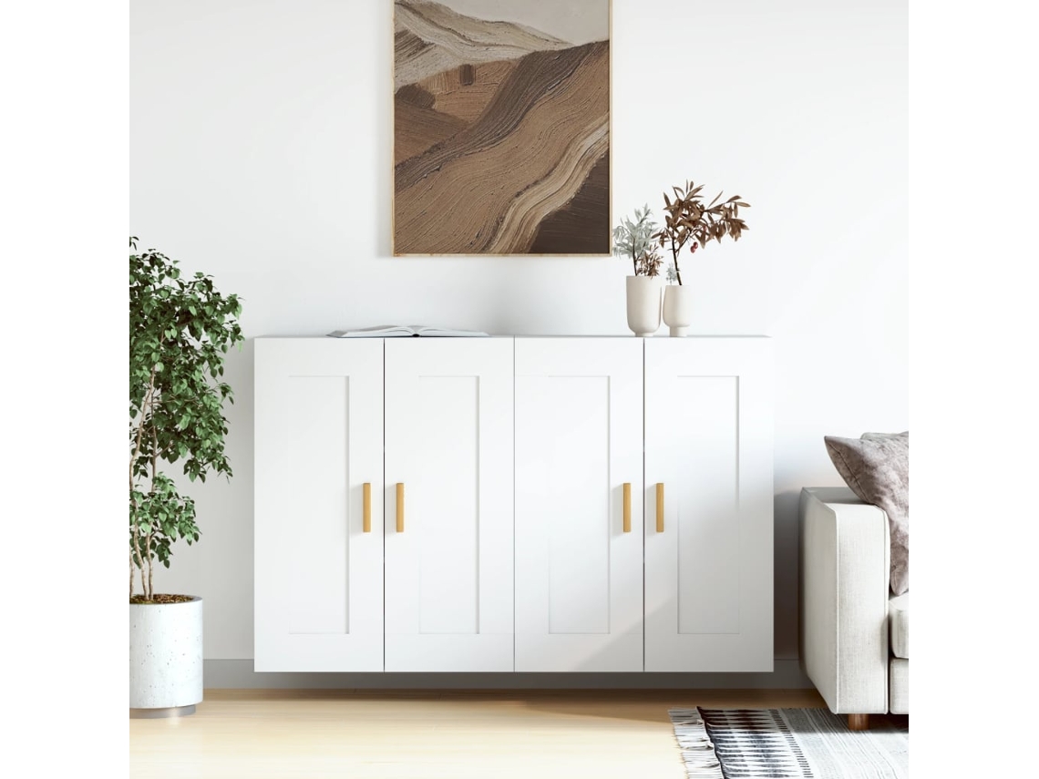 Vidaxl Móveis De Parede 2 Pcs Derivados De Madeira Branco