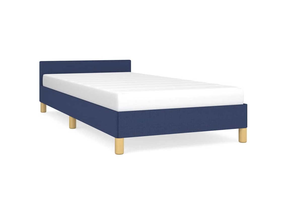 Estrutura de Cama com Cabeceira Tecido Azul 90x190 cm MAISON EXCLUSIVE
