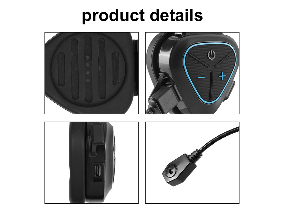 Fone de ouvido para capacete de motocicleta com Bluetooth 5.0, redução de ruído, IPX6, alerta automático e assistente de voz.