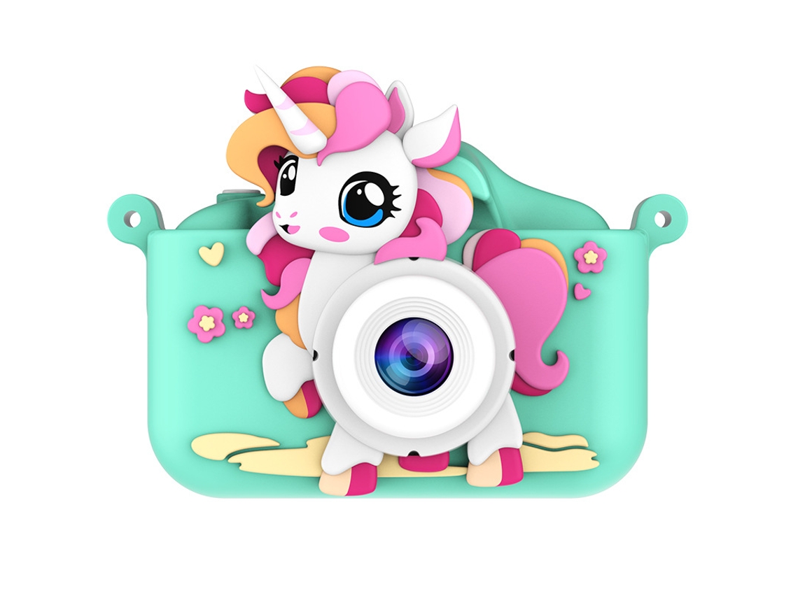 Câmera Dupla Hd Infantil de Desenho Animado YUNZII (menina Verde e Bonita com Câmera Dupla de Alta Definição, Cartão de Memória Não Incluído)