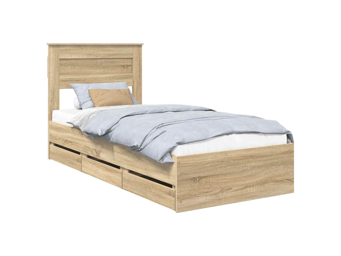 Estrutura de Cama com Gaveta Carvalho Sonoma 100x200cm MAISON EXCLUSIVE
