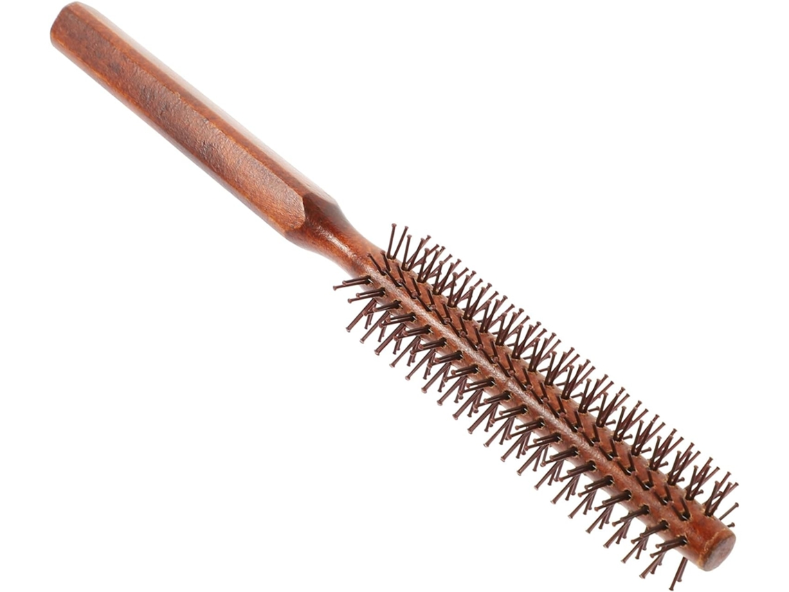 Escova De Cabelo Pequena E Redonda Madeira, Escova De Massagem Capilar Portátil Para Mulheres E Homens, Para Uso