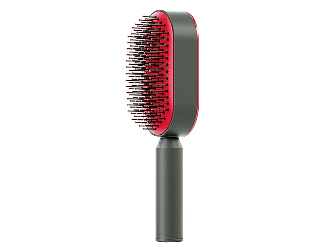 2026 pincel de Pelo com Almofada Auto Limpante e Massagem para Cabelo Longo Mulher Vermelho