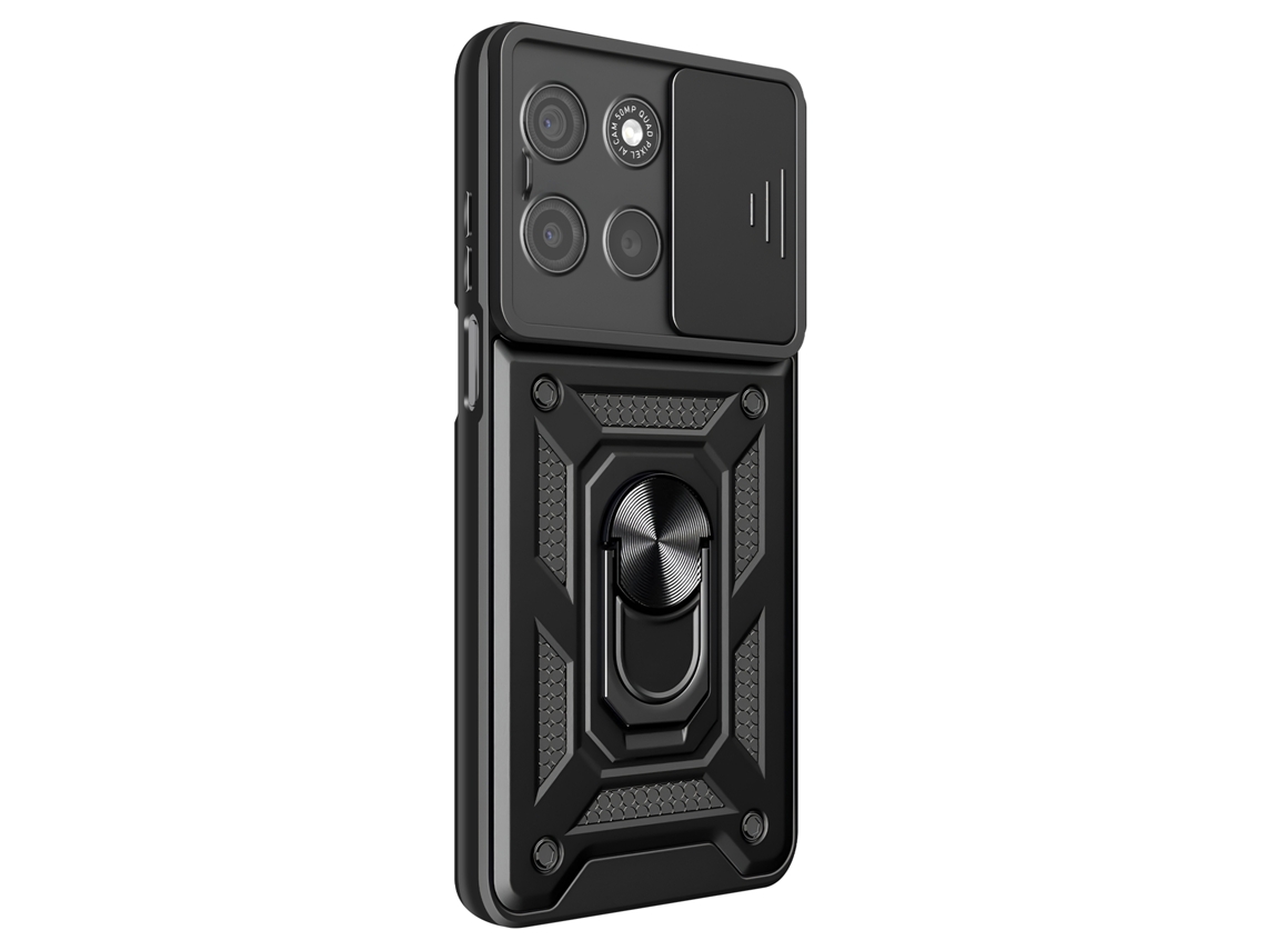 Capa Para Moto G15 / G15 Power Com Anel De Suporte E Tampa Deslizante Da Câmera